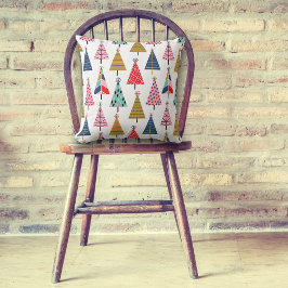 Almofada Padrão Colorido das Árvores de Férias Modernas