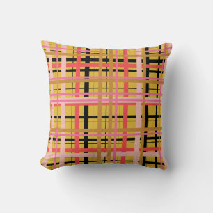 Almofada Padrão Colorido de Xadrez Cozy Moderno em Amarelo