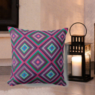 Almofada Padrão Colorido do Comprimido Retroativo Boho Chic