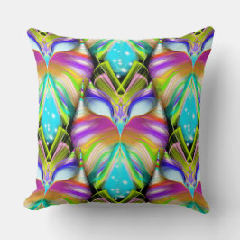 Almofada Padrão Colorido do Oracle Owl e do Cyan Preto