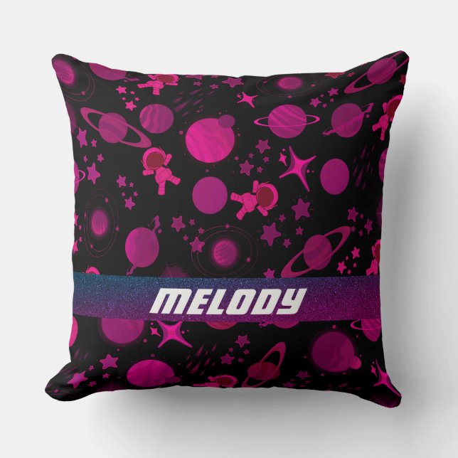 Almofada padrão colorido do planeta galáxia do espaço exter (Frente)