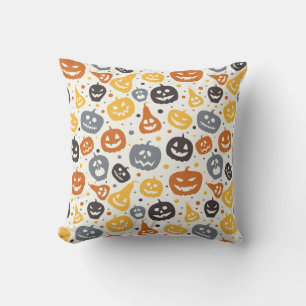 Almofada Padrão Colorido Jack-O'-Lanterna Rostos