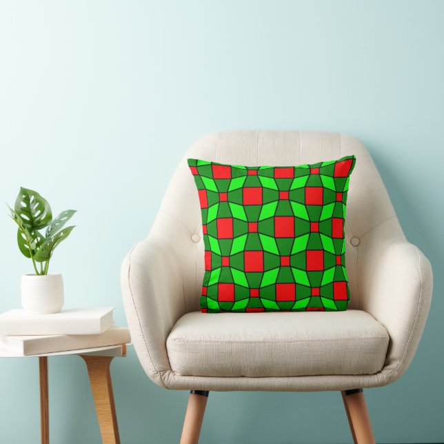 Almofada Padrão Complexo Vermelho e Verde (Cadeira)