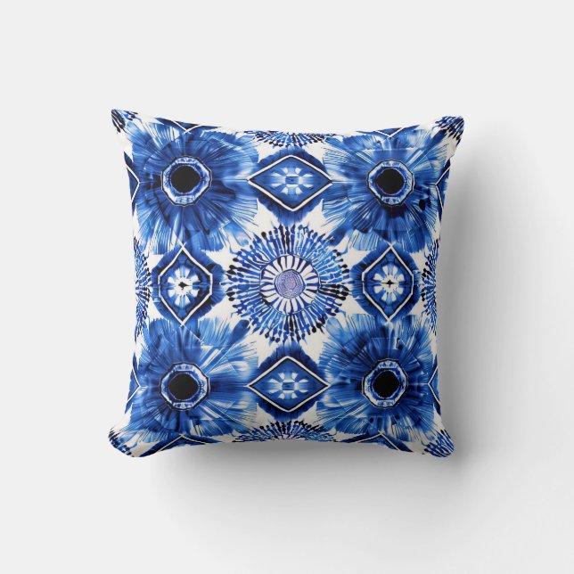 Almofada Padrão contínuo azul de DIY de gravata  (Frente)