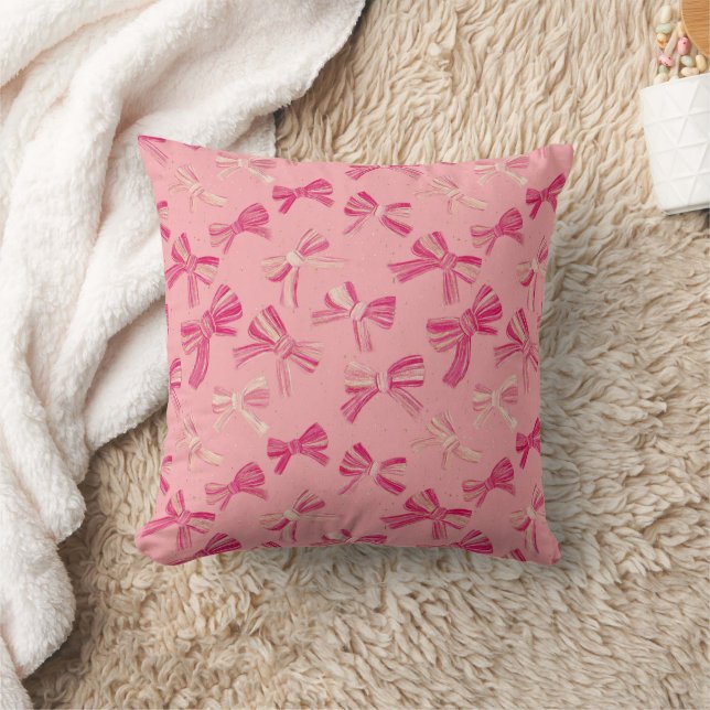 Almofada Padrão contínuo de listra com laço rosa coquete (Cobertor)