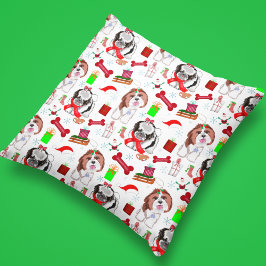 Almofada Padrão contínuo de Natal com Shih Tzu Adorável