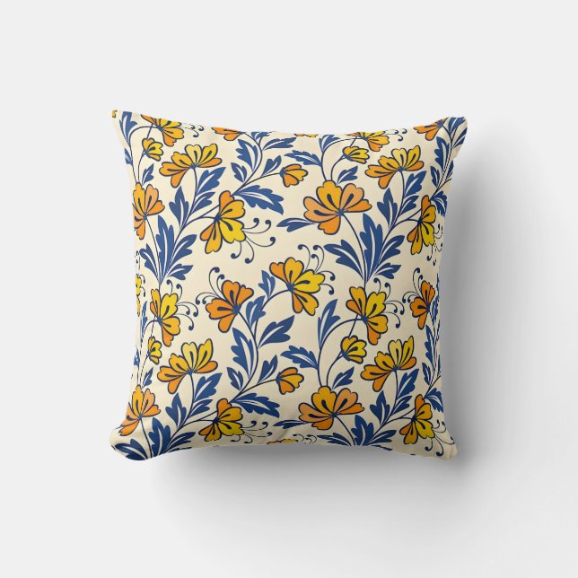 Almofada Padrão contínuo deslumbrante de flores e folhas (Frente)