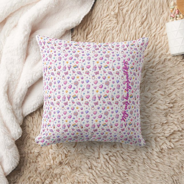 Almofada Padrão contínuo Kawaii Pastel Fofo – Brilhante (Cobertor)