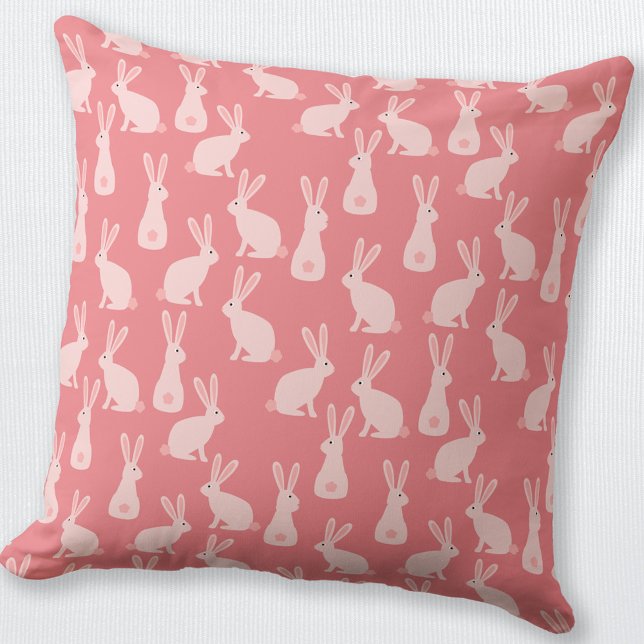 Almofada Padrão Cor-de-Rosa Coelho Bonito (Cute Bunny Rabbit pink pattern throw pillow)