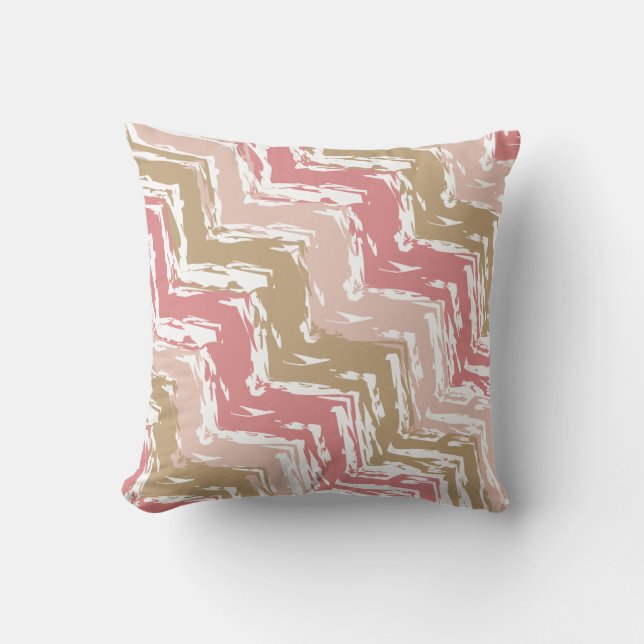Almofada Padrão Coral Spice Scribble ZigZag Chevron (Frente)