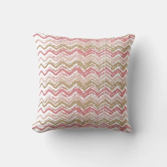 Almofada Padrão Coral Spice Scribble ZigZag Chevron (Frente)