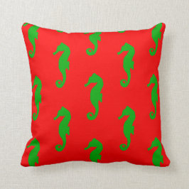 Almofada Padrão Costeiro Vermelho E Verde De Natal