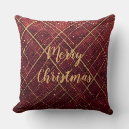 Almofada Padrão Cruz Vermelha Dourada, Feliz Natal Dourado