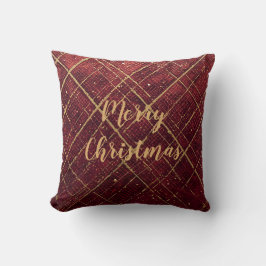 Almofada Padrão Cruz Vermelha Dourada, Feliz Natal Dourado