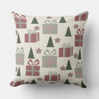 Almofada Padrão da árvore de Natal e da caixa de presentes