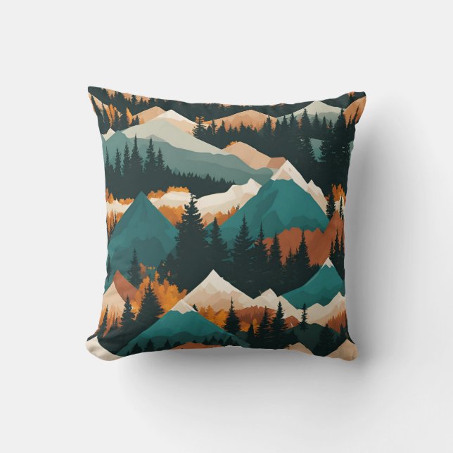 Almofada Padrão da Floresta das Montanhas (Frente)