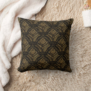 Almofada Padrão Damasco Ornamental Dourado Luxuoso