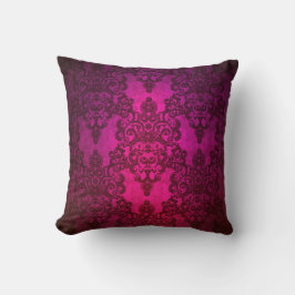 Almofada Padrão Damask Rosa Profundo Brilhante