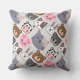 Almofada padrão das cabeças de desenho animado.w offwhite B