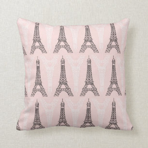 Almofada Padrão das torres Eiffel rosa