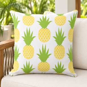 Almofada Padrão de Abacaxi Amarelo Verde Tropical