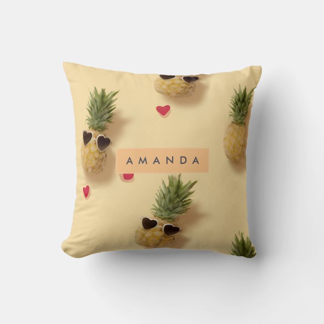 Almofada Padrão de abacaxi-branco personalizado (Frente)