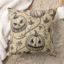 Padrão de Abóbora de Halloween Vintage em Videira