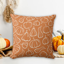 Almofada Padrão de Abóbora Laranja Decoração de Outono Hall
