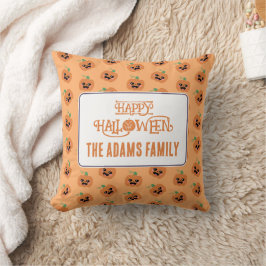 Almofada Padrão de Abóboras Kawaii de Halloween