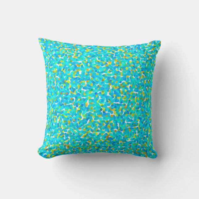Almofada Padrão de Abstrato Amarelo Azul Verde Teal (Frente)