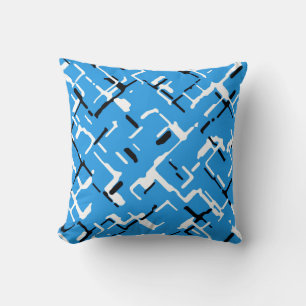 Almofada Padrão de Abstrato branco azul e preto