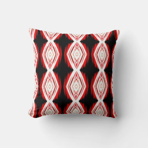 Almofada Padrão de abstrato branco, preto, vermelho, sólido