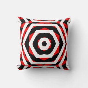 Almofada Padrão de abstrato branco, preto, vermelho, sólido