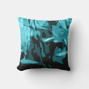Almofada Padrão de Abstrato da Trendy Blue Teal Aqua Camo