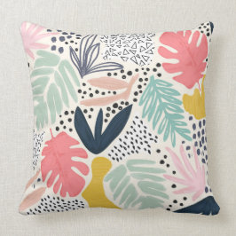 Almofada Padrão de Abstrato de Colagem Tropical Coral