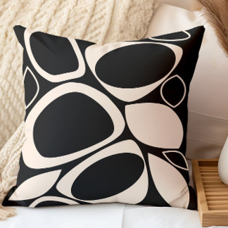 Almofada Padrão de Abstrato de Creme Preto Na moda moderno