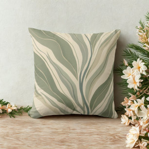 Almofada Padrão de Abstrato de de Sage Green e Cream