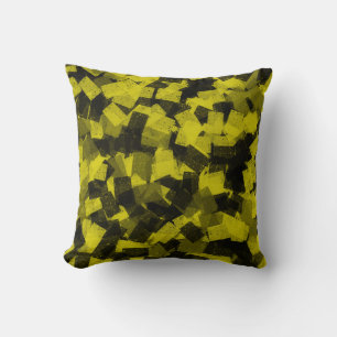 Almofada Padrão de Abstrato do Cubismo Negro Amarelo