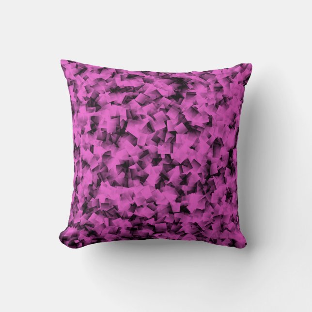 Almofada Padrão de Abstrato do Cubismo Preto Rosa (Frente)