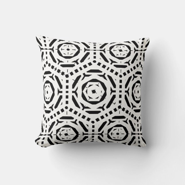 Almofada Padrão de abstrato preto e branco sólido para trás (Frente)