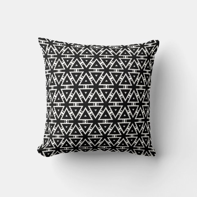 Almofada Padrão de abstrato preto e branco sólido para trás (Frente)