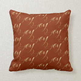 Almofada Padrão de Alegria de Natal Dourado Terracotta Feri