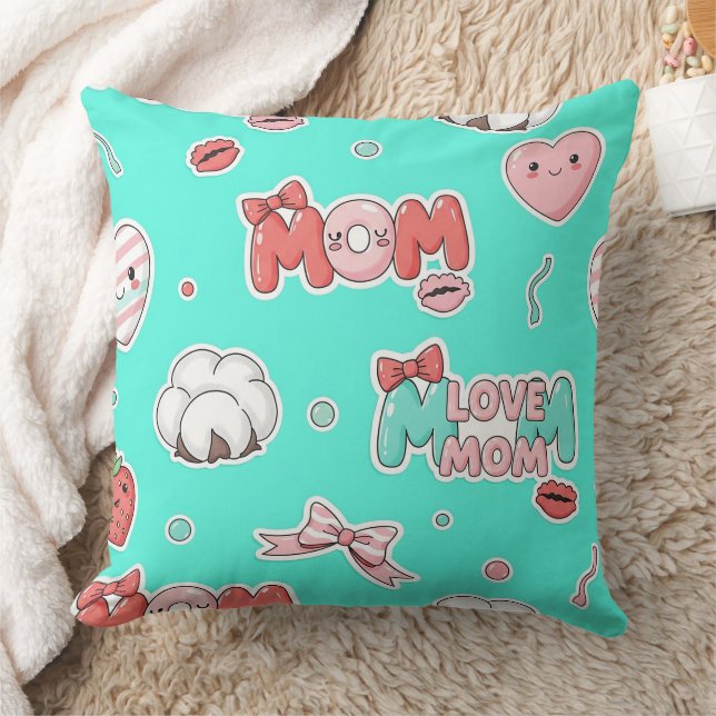 Almofada Padrão de Amor da MÃE Chic Turquesa Pop Art (Cobertor)