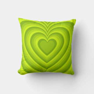 Almofada Padrão de Amor do Coração Hipnético Neon Verde