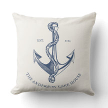 Padrão de Âncora Náutica do Creme Azul Vintage