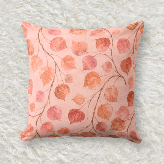 Almofada Padrão de Aquarela Álamo Tremedor Copper Blush