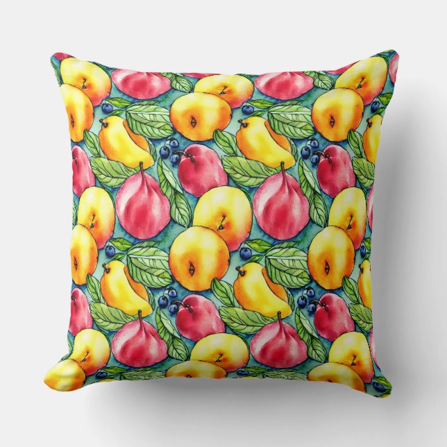 Almofada Padrão de aquarela da fruta de Verão (Frente)