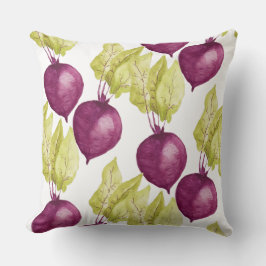 Almofada Padrão de Aquarela de Beterrabos