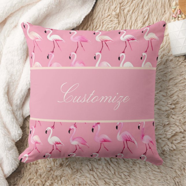 Almofada Padrão de Aquarela de Flamingo Rosa Personalizado (Cobertor)