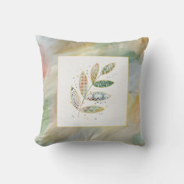 Almofada Padrão de Aquarela Folhas Monograma